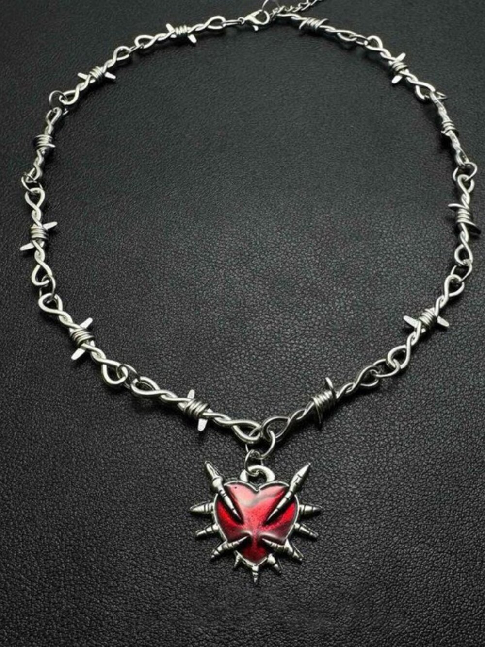 Gothic red heart necklace